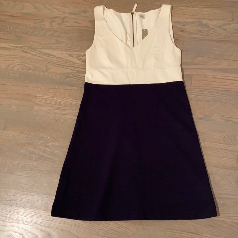 J.Crew white and navy blue dress